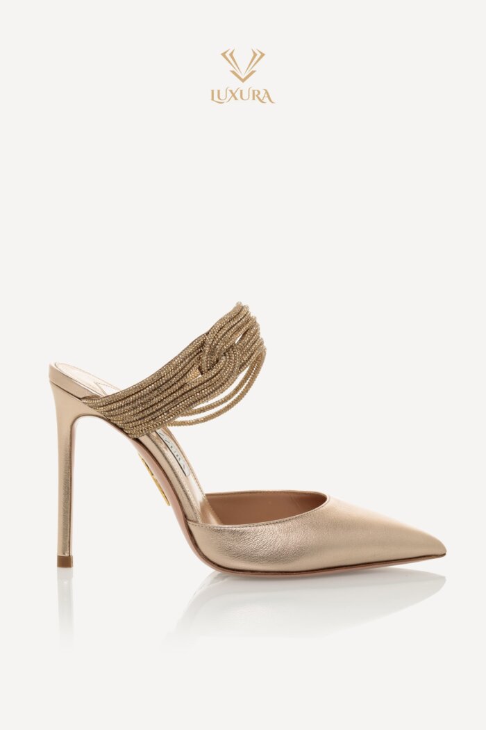 Incaltaminte | AQUAZZURA Instinct Metallic Gold Crystal Mules 36