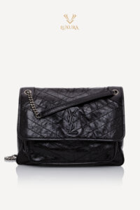 Winter | SAINT LAURENT Calfskin Matelasse Monogram Large Niki Chain Vintage Black Leather