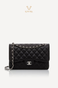 Genti | CHANEL Large Classic Handbag Grained Calfskin & Silver-Tone Metal Hardware