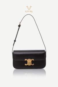 Genti de designeri pre-owned | CELINE Shinny Calfskin Triomphe Shoulder Bag Black