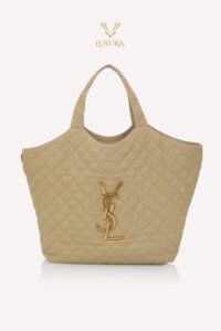 Genti | SAINT LAURENT ICare Bag in Quilted Nubuck Suede Beige