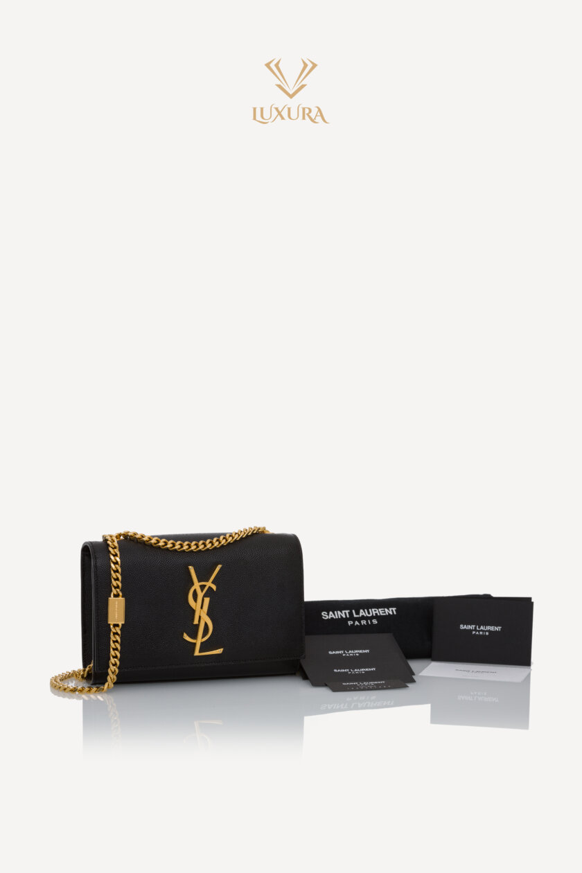 <span style="font-size: 10px; color: rgb(101, 101, 101);letter-spacing: .15em;">IN TENDINTE</span><br><strong> SAINT LAURENT </strong><br><div style="margin-top:10px; font-size:16px;">Kate Mini in Grain de Poudre Embossed Leather Black</div><br> - Image 2