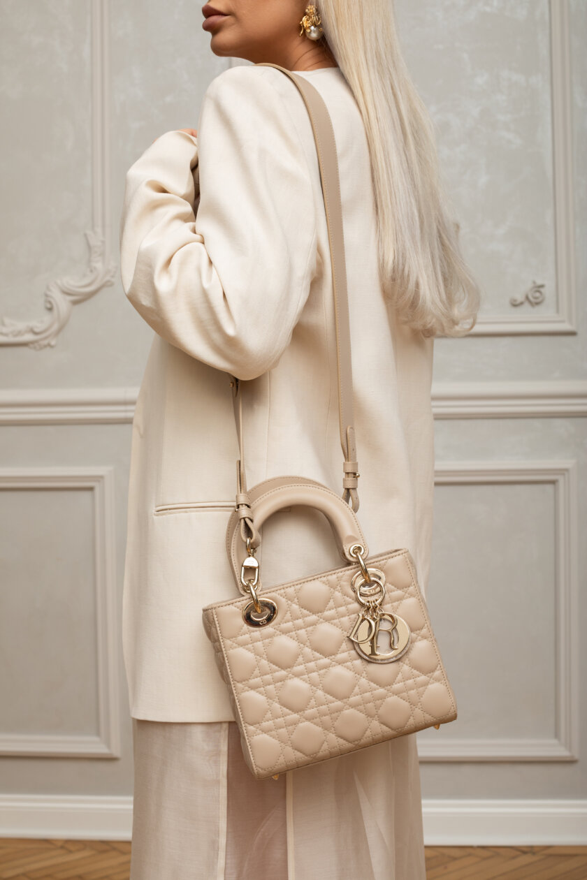 DIOR Small Lady Dior My ABCDior Bag Desert Taupe Cannage