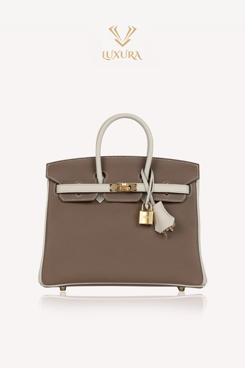 Genti | HERMÈS Special Order (HSS) Birkin 25 Etoupe and Craie Togo Gold Hardware