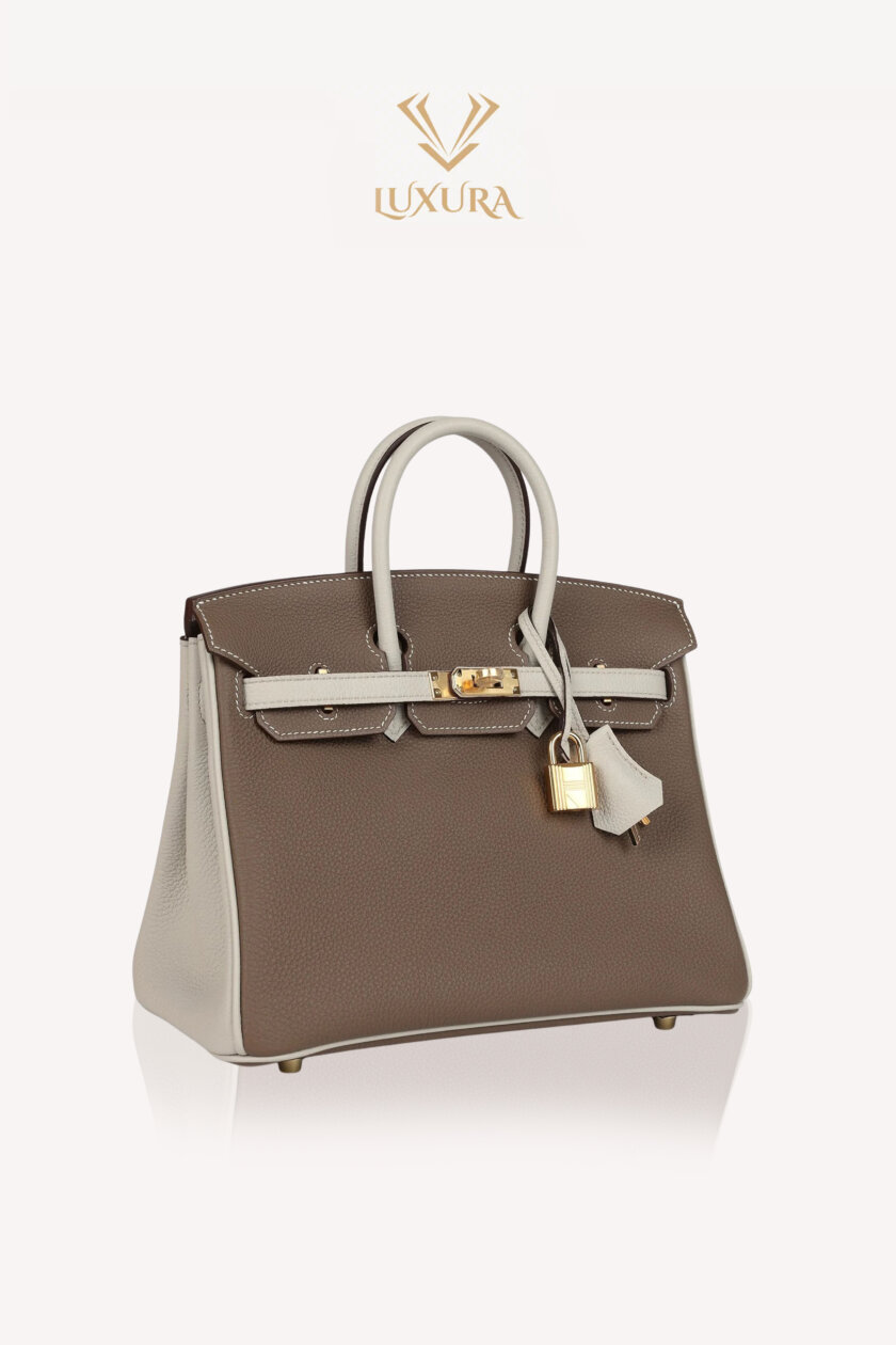 Genti | HERMÈS Special Order (HSS) Birkin 25 Etoupe and Craie Togo Gold Hardware