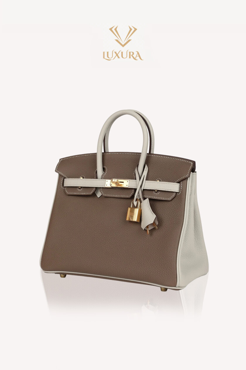 Genti | HERMÈS Special Order (HSS) Birkin 25 Etoupe and Craie Togo Gold Hardware