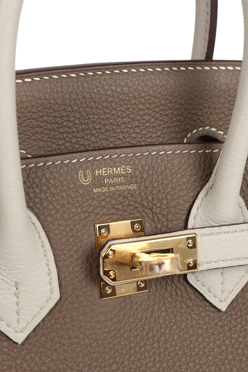 Genti | HERMÈS Special Order (HSS) Birkin 25 Etoupe and Craie Togo Gold Hardware