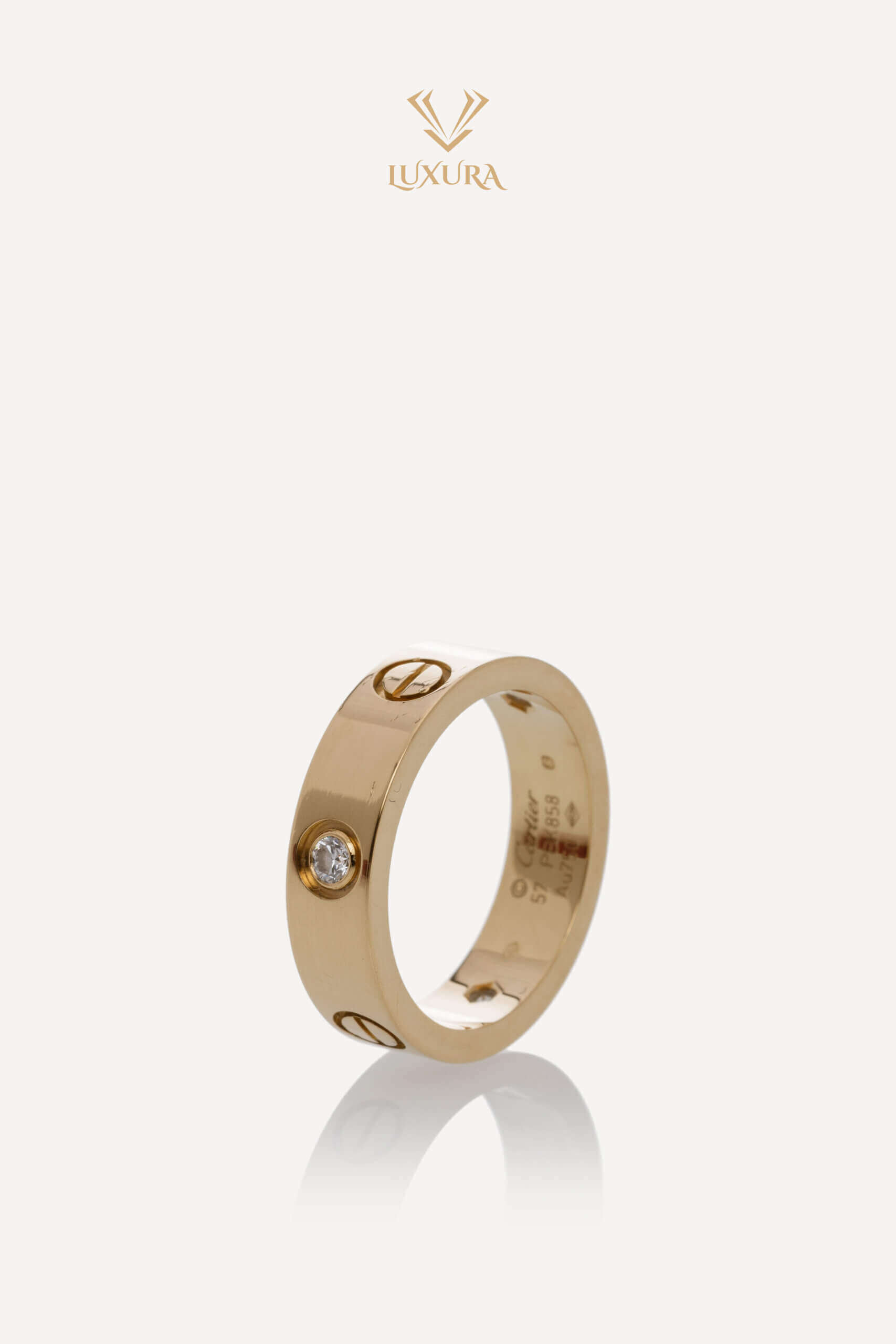 Bijuterii | CARTIER Love Ring 18K Yellow Gold With 3 briliant-cut 0.22 ct Diamonds 57