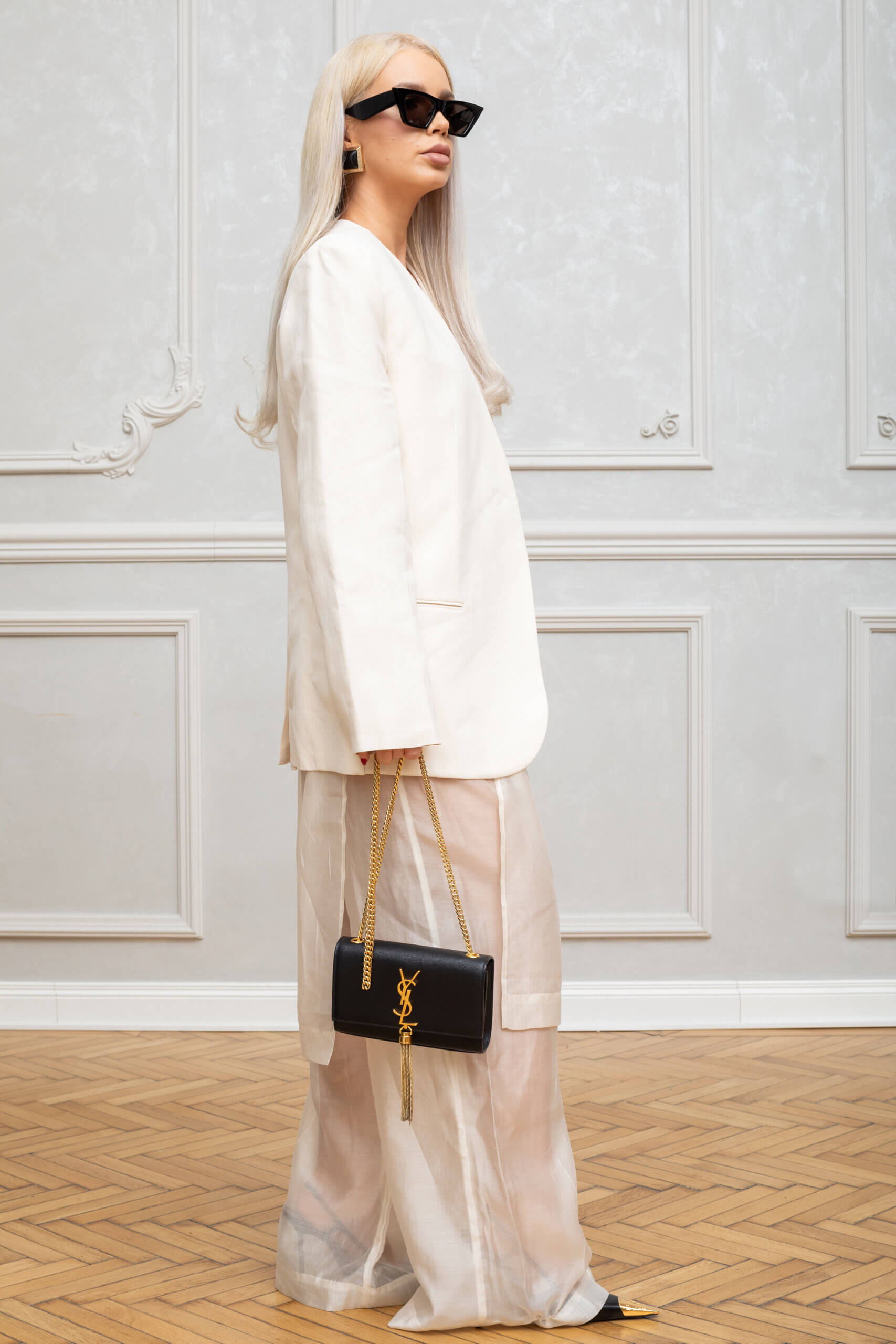 <span style="font-size: 10px; color: rgb(101, 101, 101);letter-spacing: .15em;">HARD TO FIND</span><br><strong> SAINT LAURENT </strong><br><div style="margin-top:10px; font-size:16px;">Small Kate Tassel Croc Embossed Shoulder Bag</div><br> - Image 7