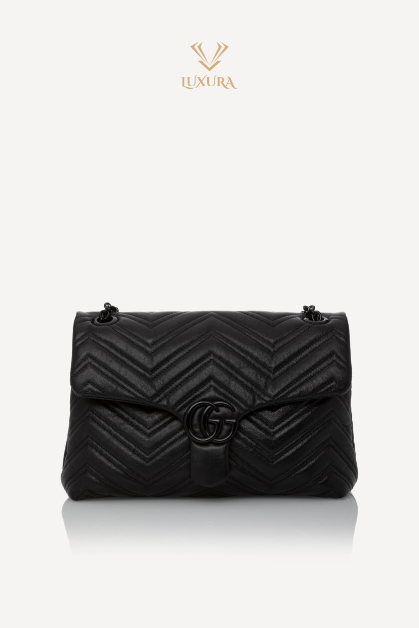 <span style="font-size: 10px; color: rgb(101, 101, 101);letter-spacing: .15em;">NEW COLLECTION</span><br><strong> GUCCI </strong><br><div style="margin-top:10px; font-size:16px;">GG Marmont Large Shoulder Bag Black Leather</div><br> - Image 6