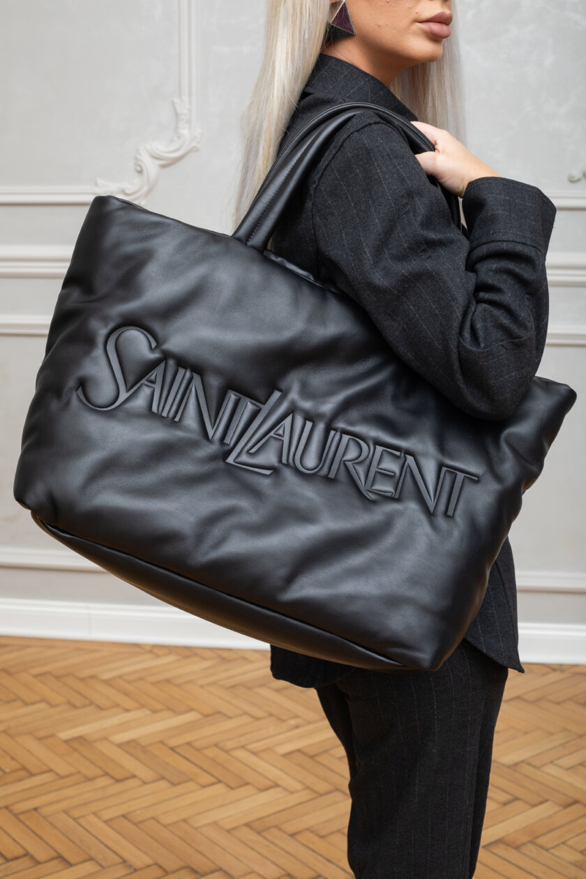 Genti | SAINT LAURENT Tote In Nappa Lambskin Black