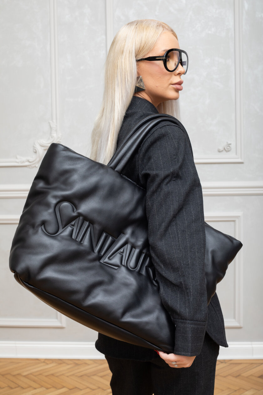 Genti | SAINT LAURENT Tote In Nappa Lambskin Black