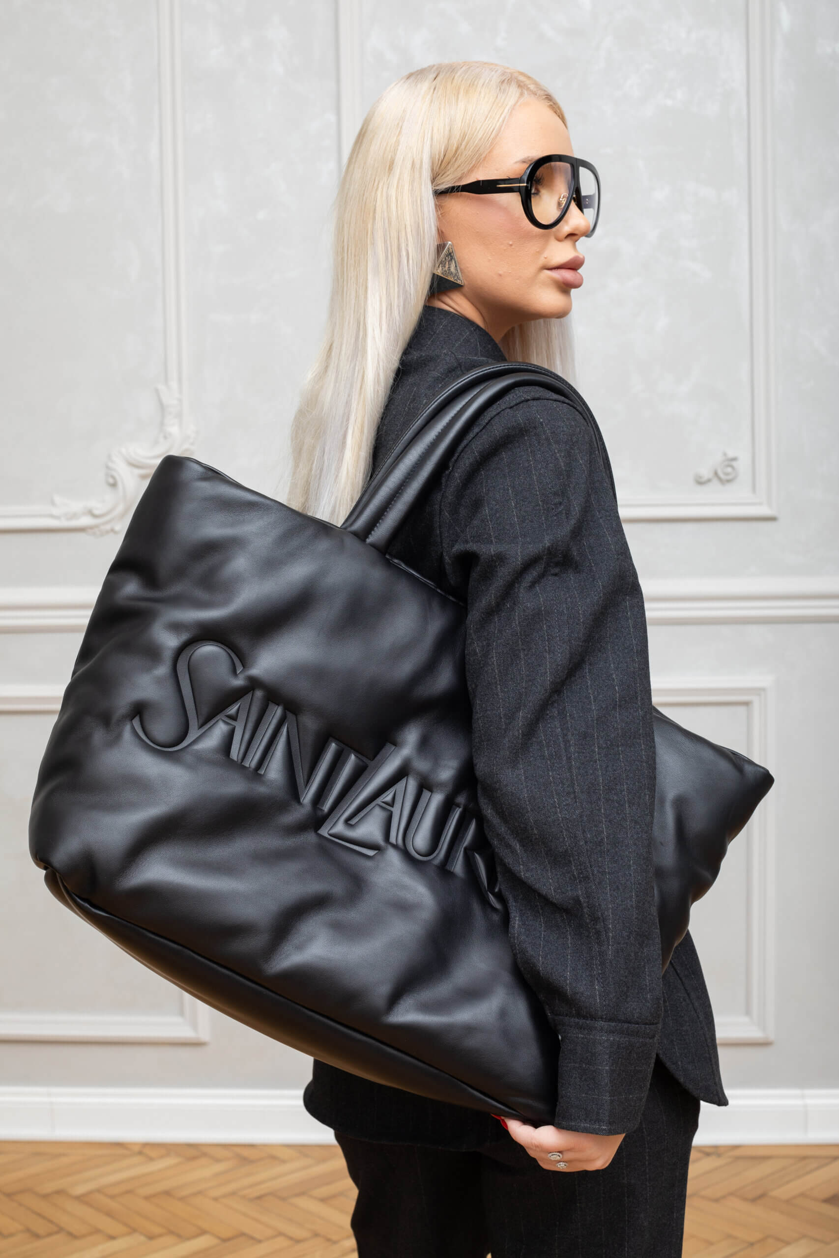 Genti | SAINT LAURENT Tote In Nappa Lambskin Black