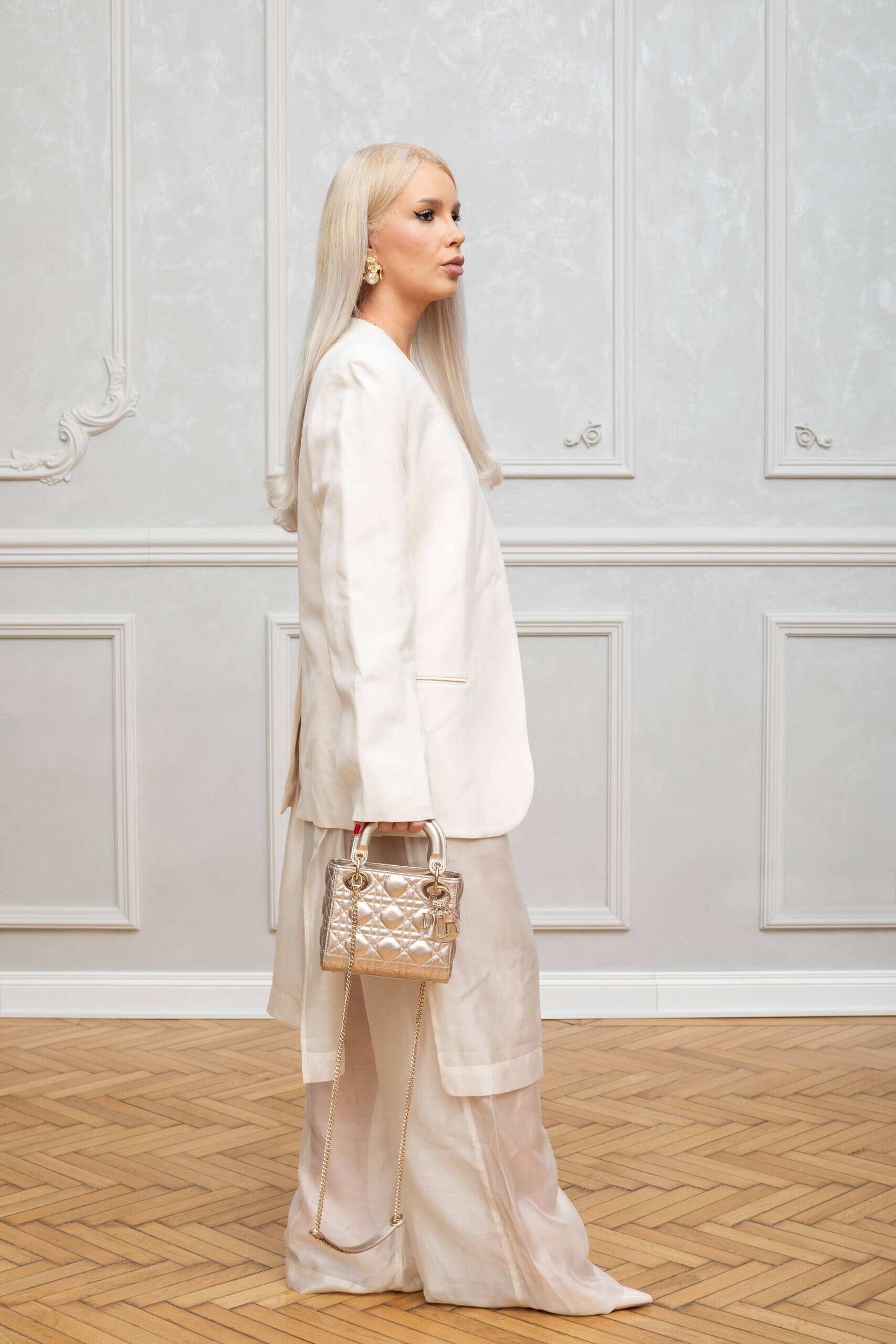 Genti | DIOR Mini Lady Dior Bag Light Gold Cannage Calfskin