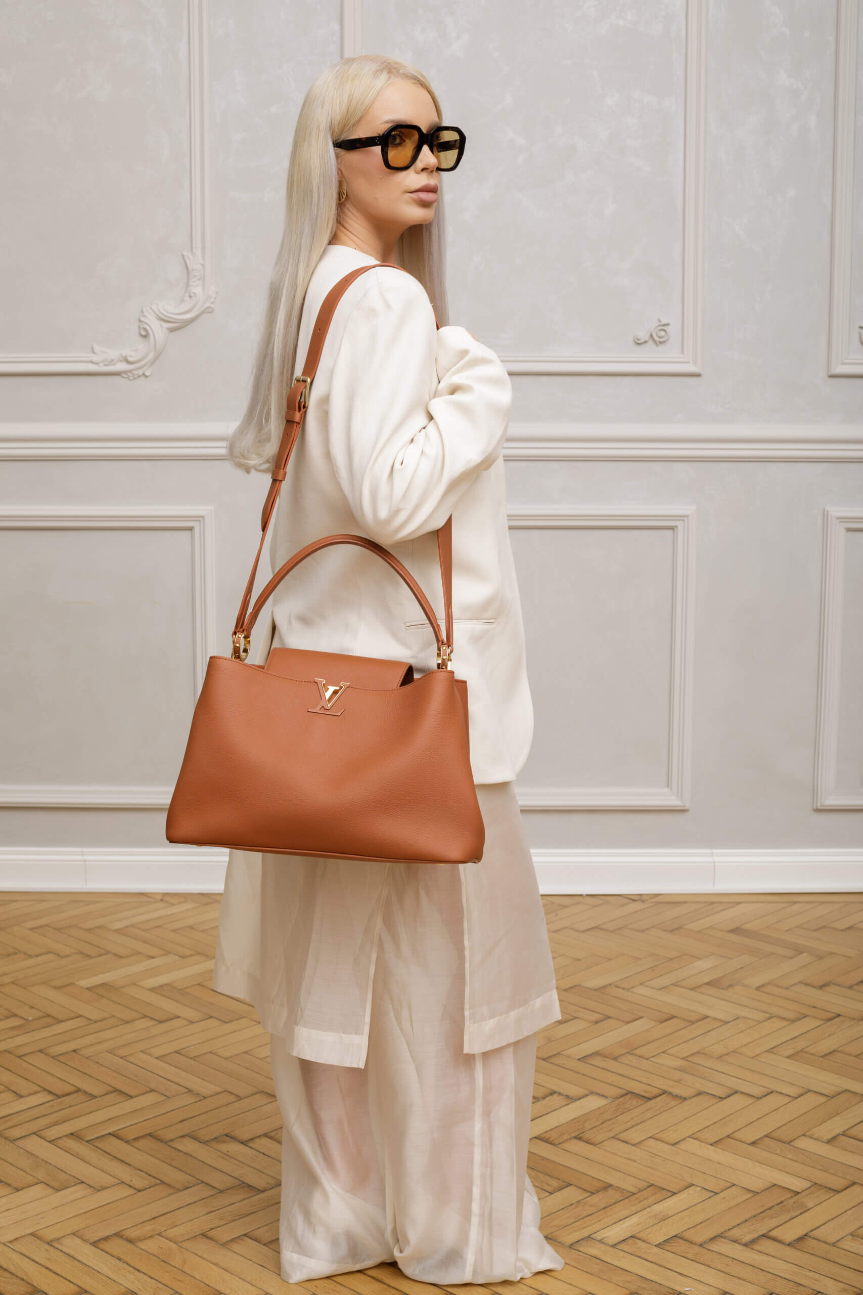 Genti | LOUIS VUITTON Capucines Souple GM Handbag Leather Cognac Brown M24879