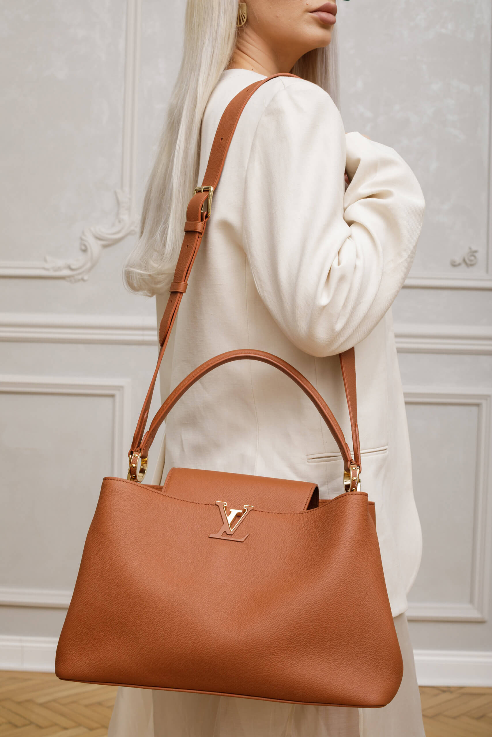 Genti | LOUIS VUITTON Capucines Souple GM Handbag Leather Cognac Brown M24879