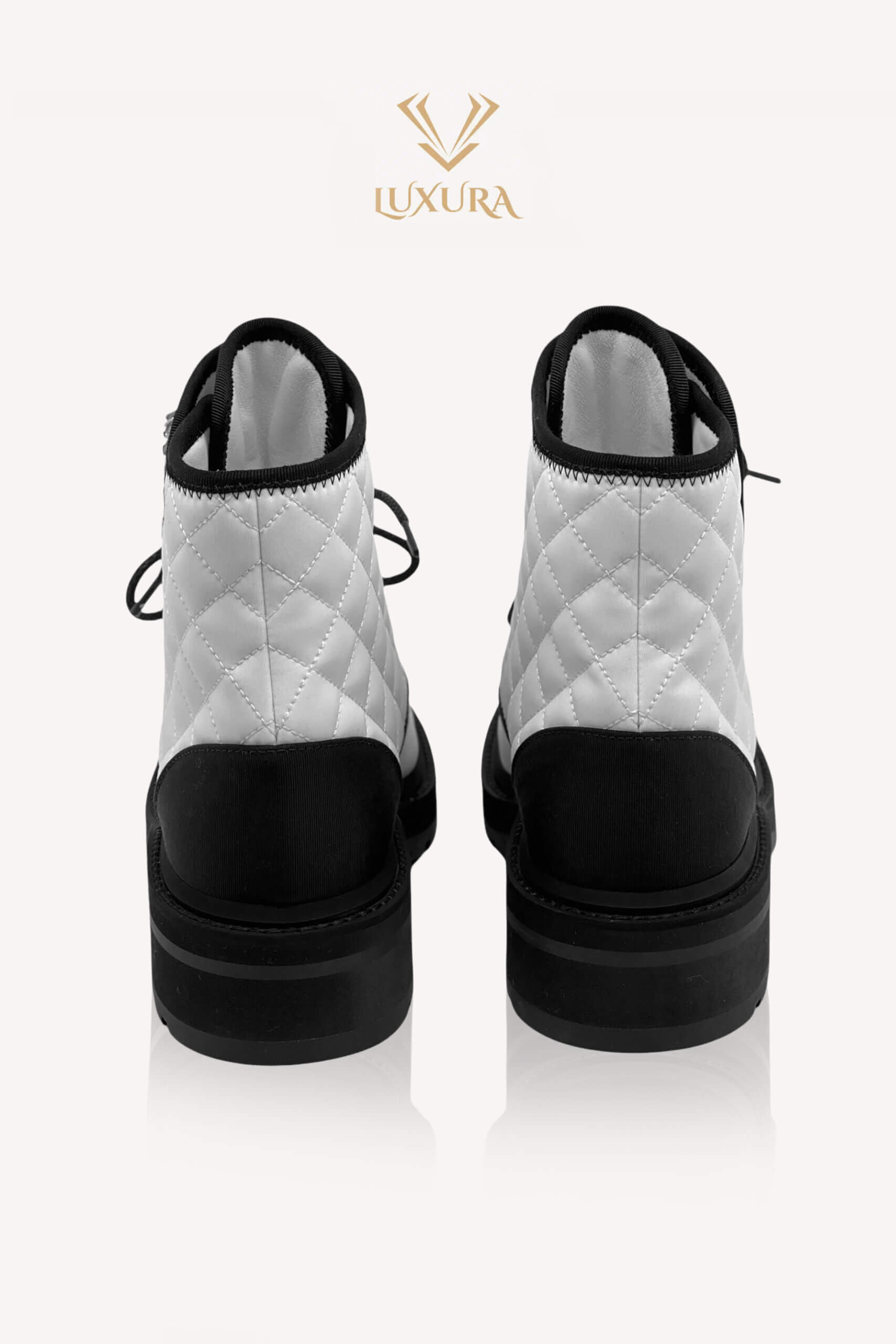 Incaltaminte | CHANEL Interlocking CC Logo Combat Boots White 37.5