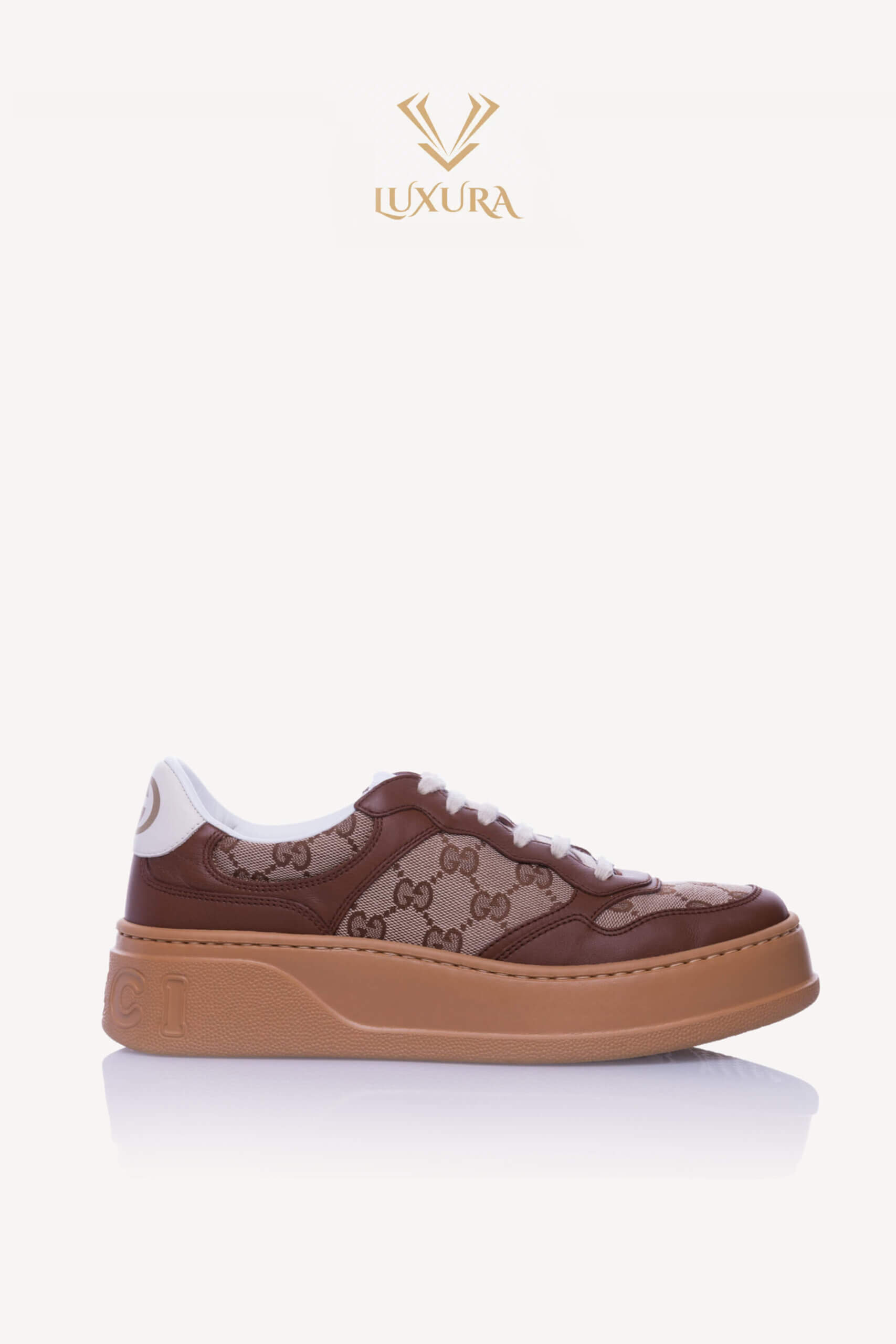 Incaltaminte | GUCCI GG leather-trimmed canvas sneakers 42