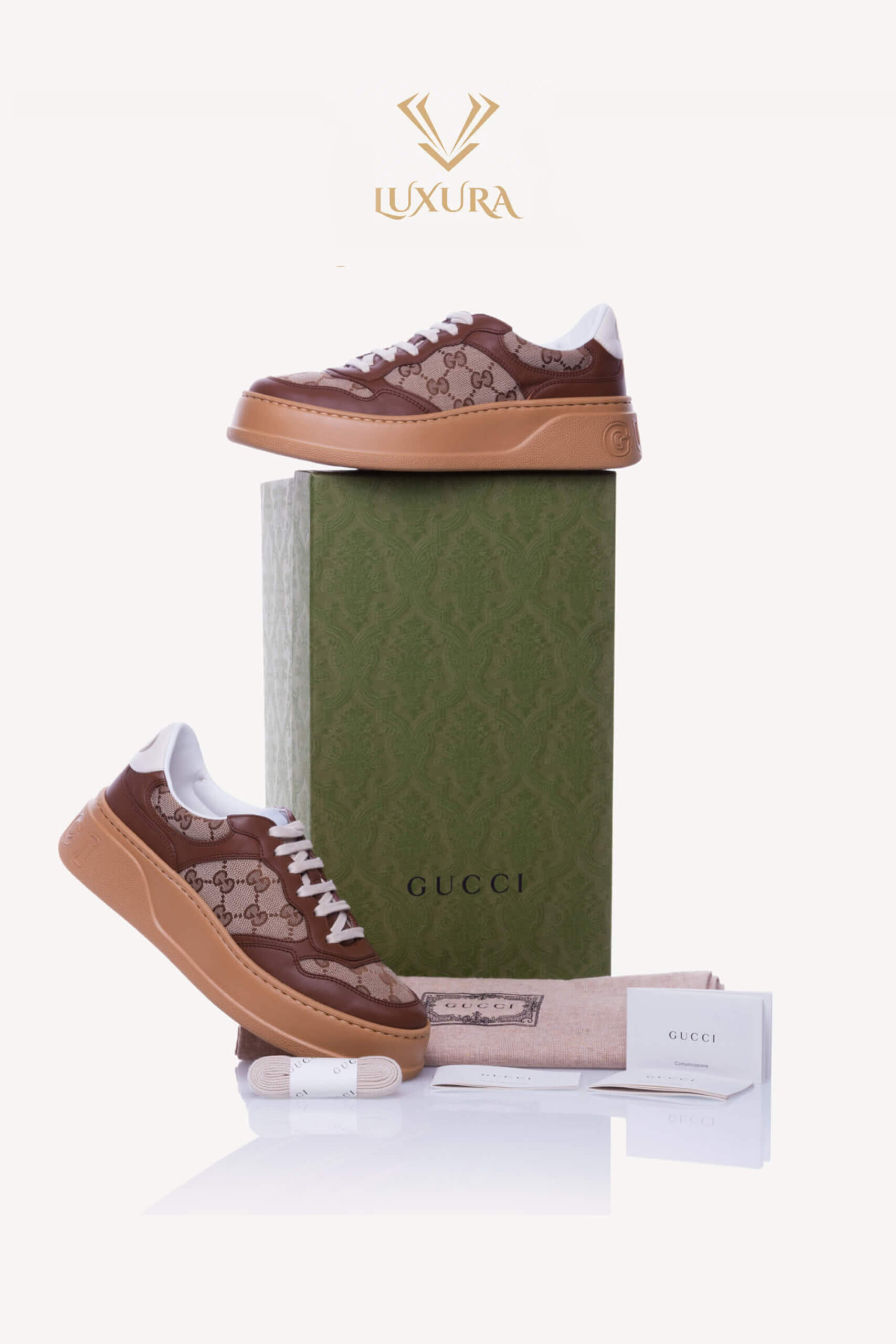 Incaltaminte | GUCCI GG leather-trimmed canvas sneakers 42