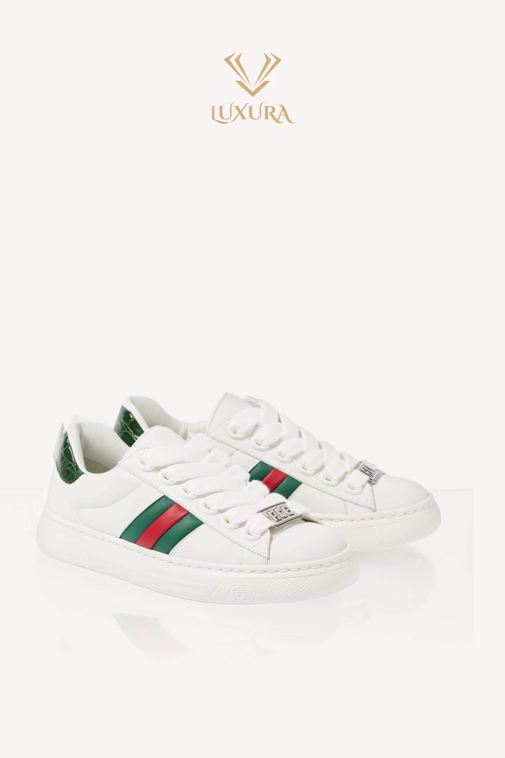Incaltaminte | GUCCI Ace trainer with Web Crocodile-Embossed Leather 37