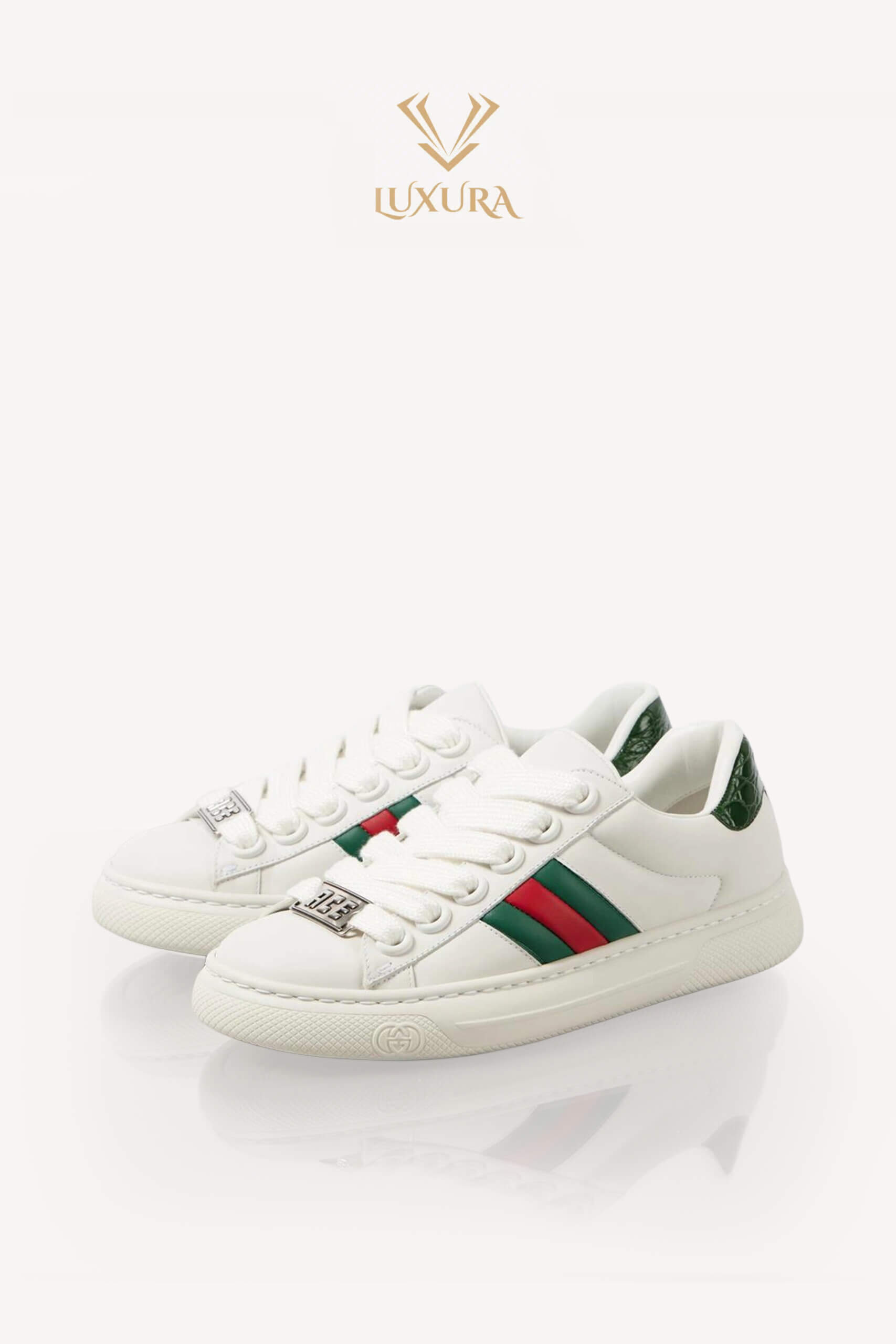 Incaltaminte | GUCCI Ace trainer with Web Crocodile-Embossed Leather 37