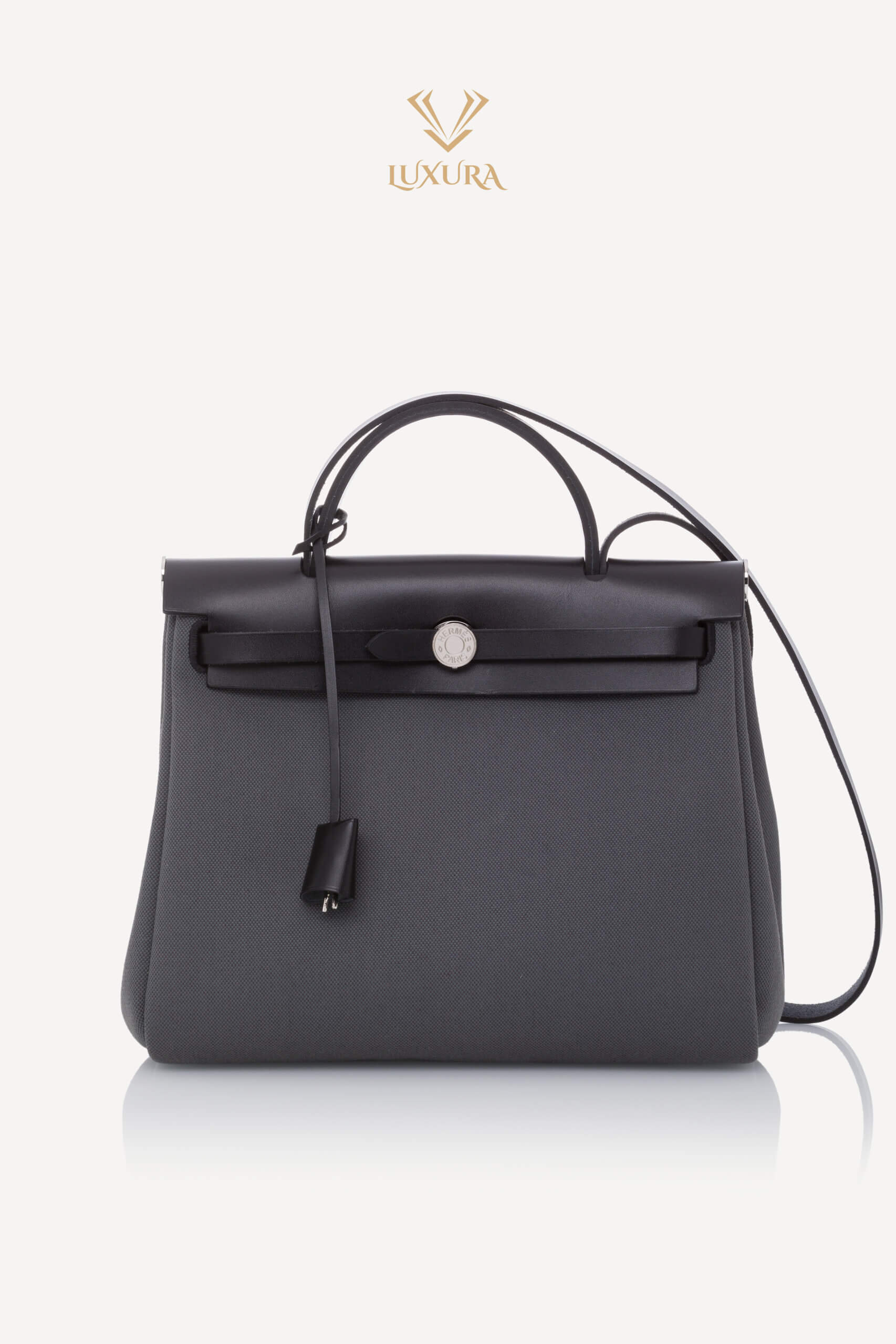 Genti | HERMES Herbag Zip 31 Laque Bag Ardoise Noir Noir