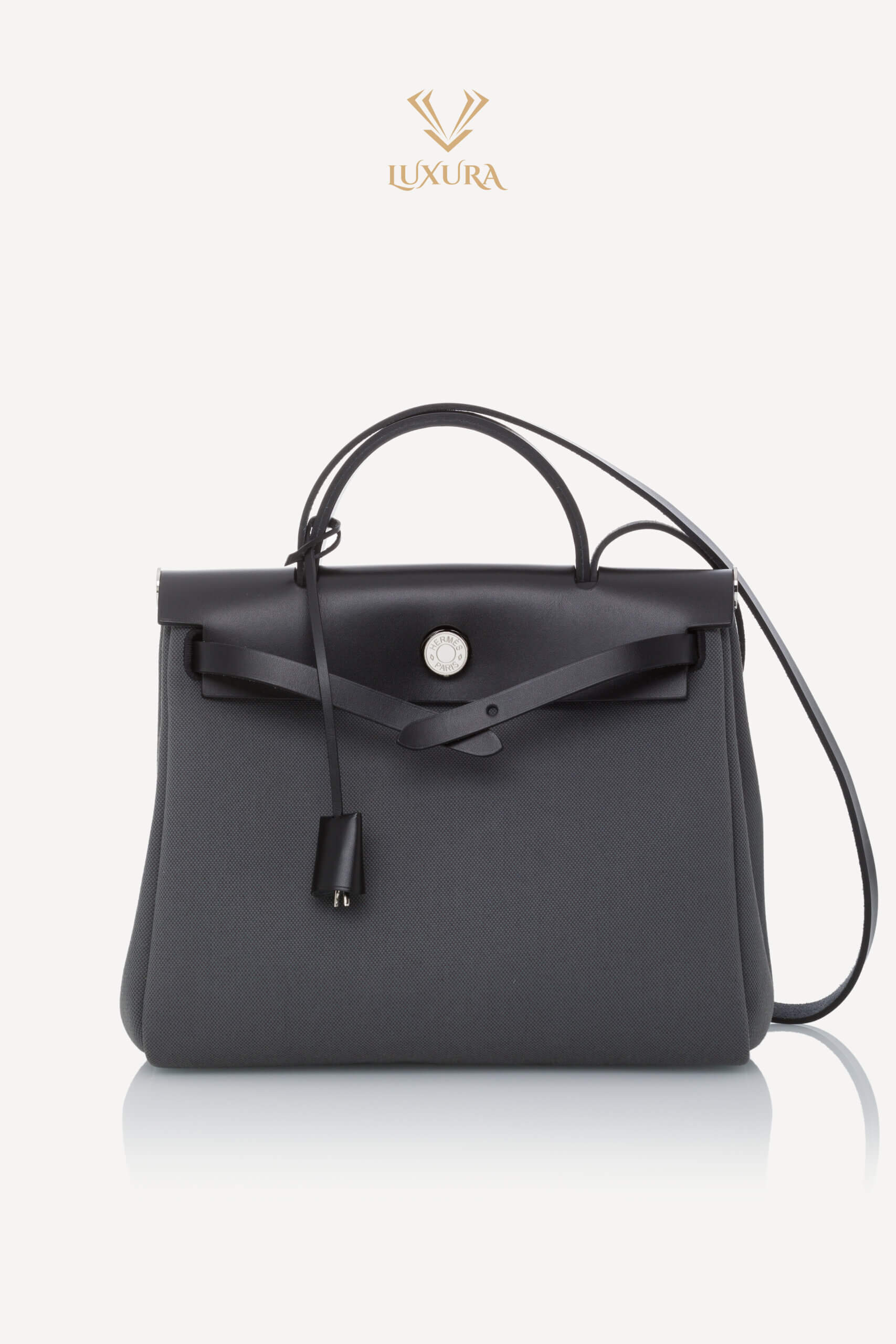 Genti | HERMES Herbag Zip 31 Laque Bag Ardoise Noir Noir