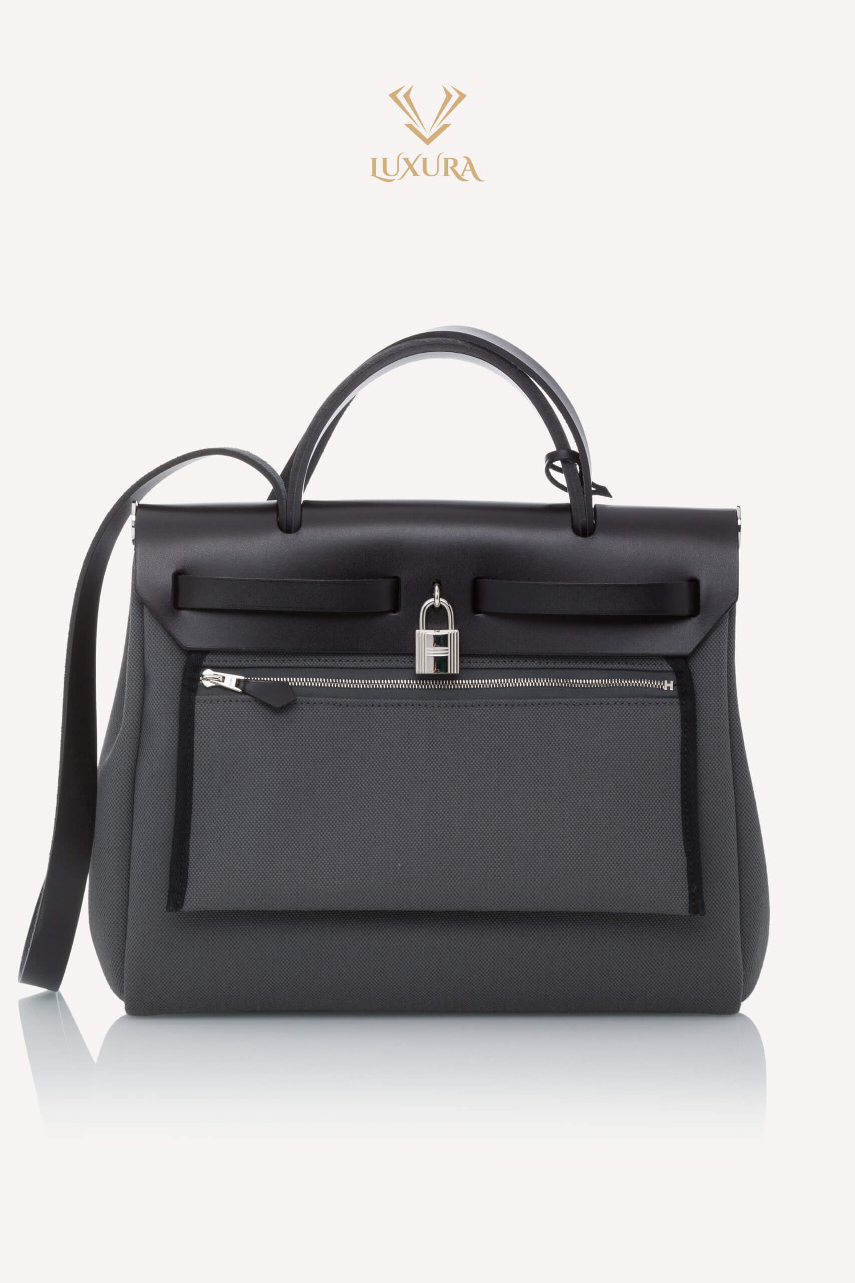 Genti | HERMES Herbag Zip 31 Laque Bag Ardoise Noir Noir