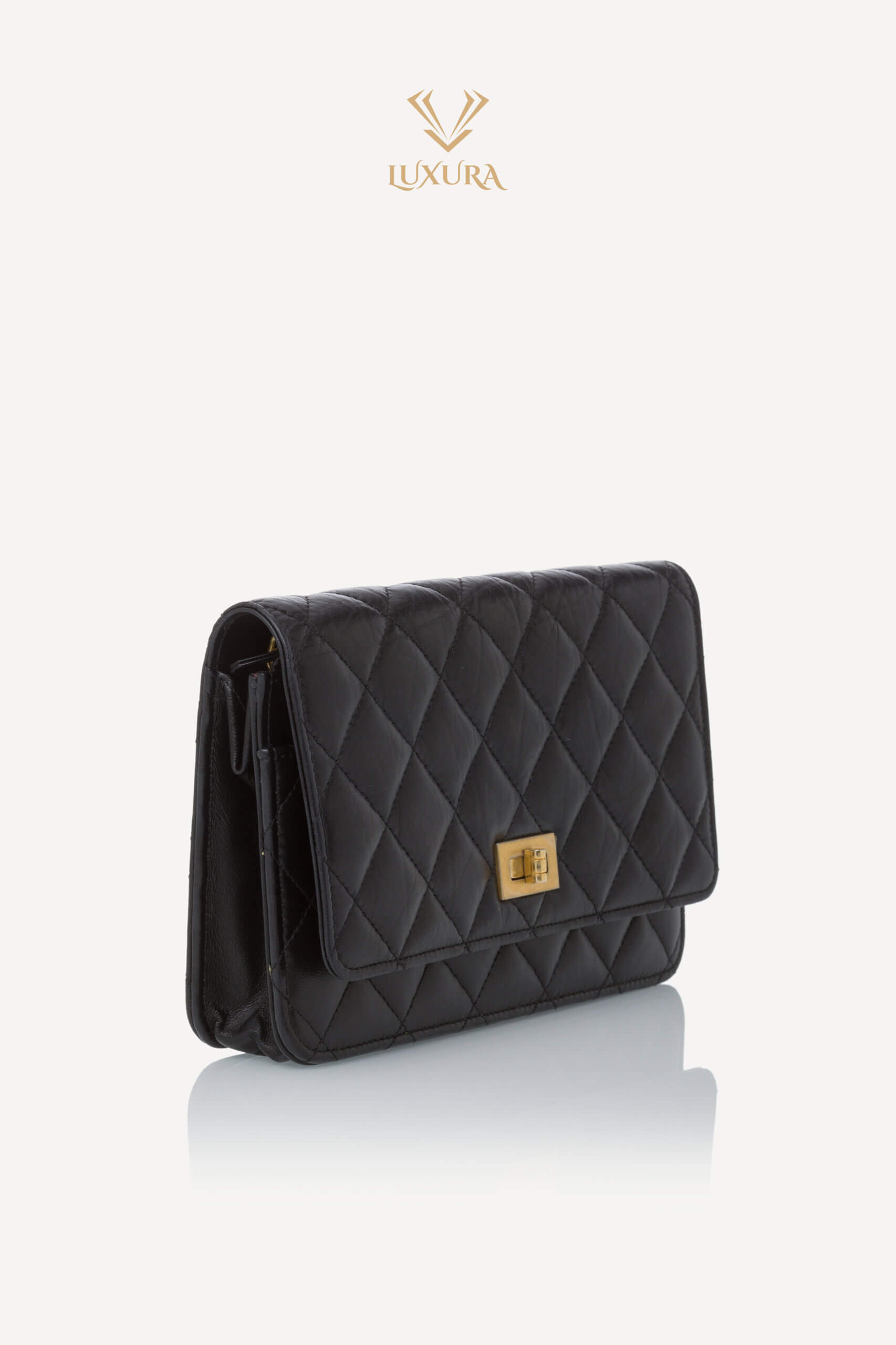 Genti | CHANEL Aged Calfskin Quilted Reissue 2.55 Wallet On Chain Black