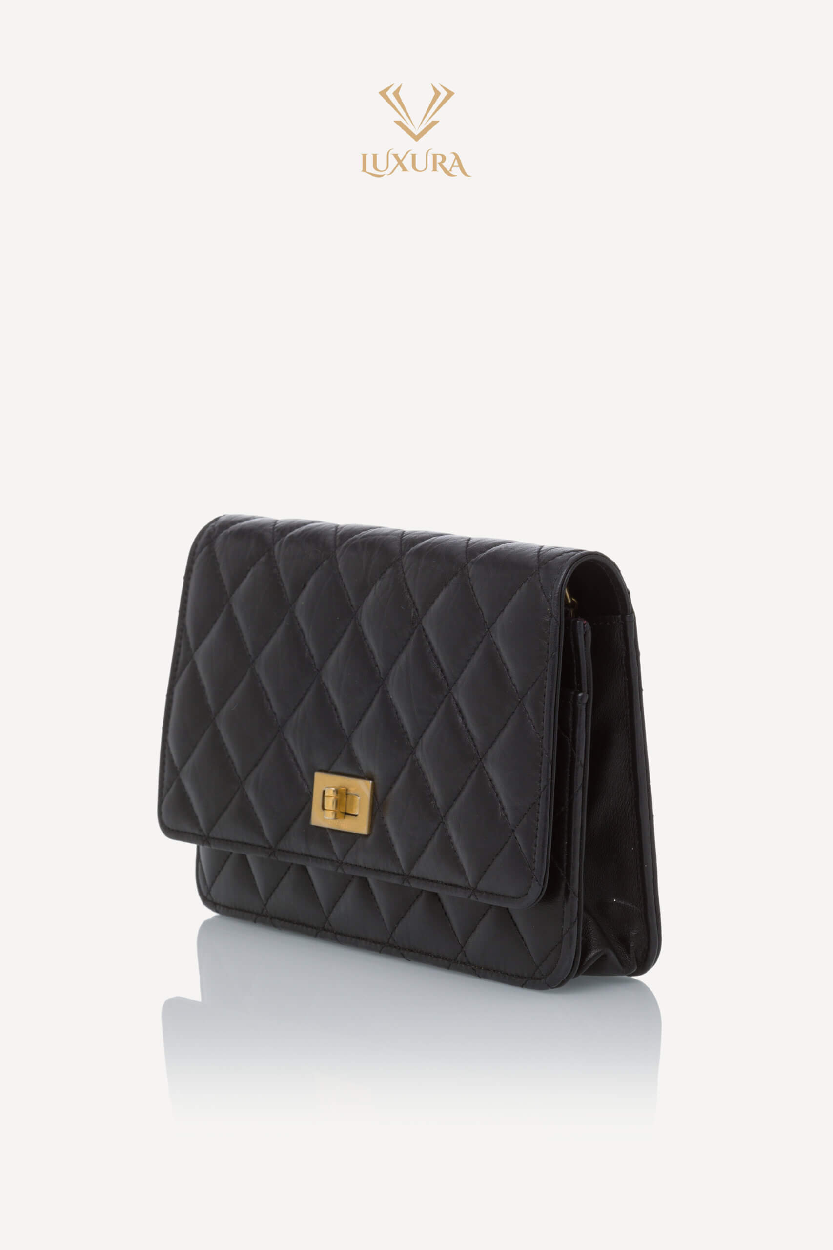 Genti | CHANEL Aged Calfskin Quilted Reissue 2.55 Wallet On Chain Black