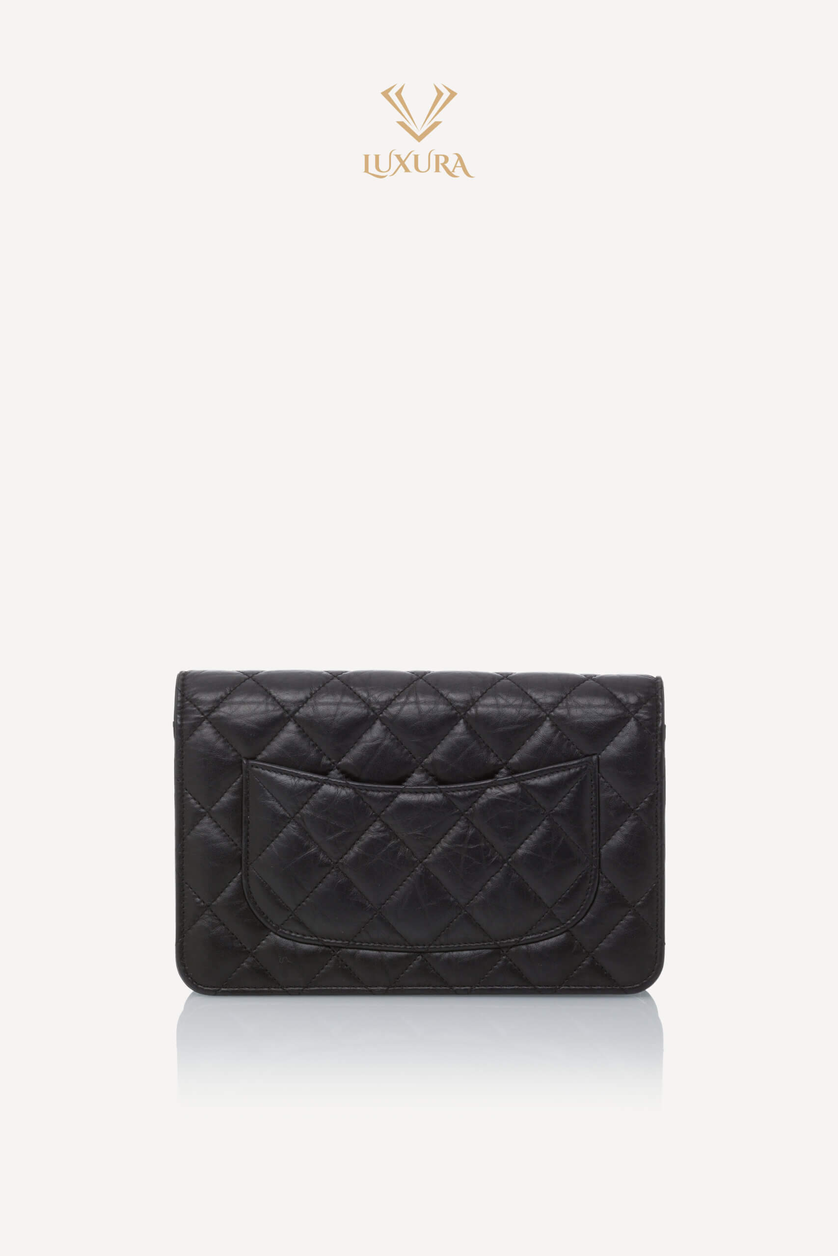 Genti | CHANEL Aged Calfskin Quilted Reissue 2.55 Wallet On Chain Black