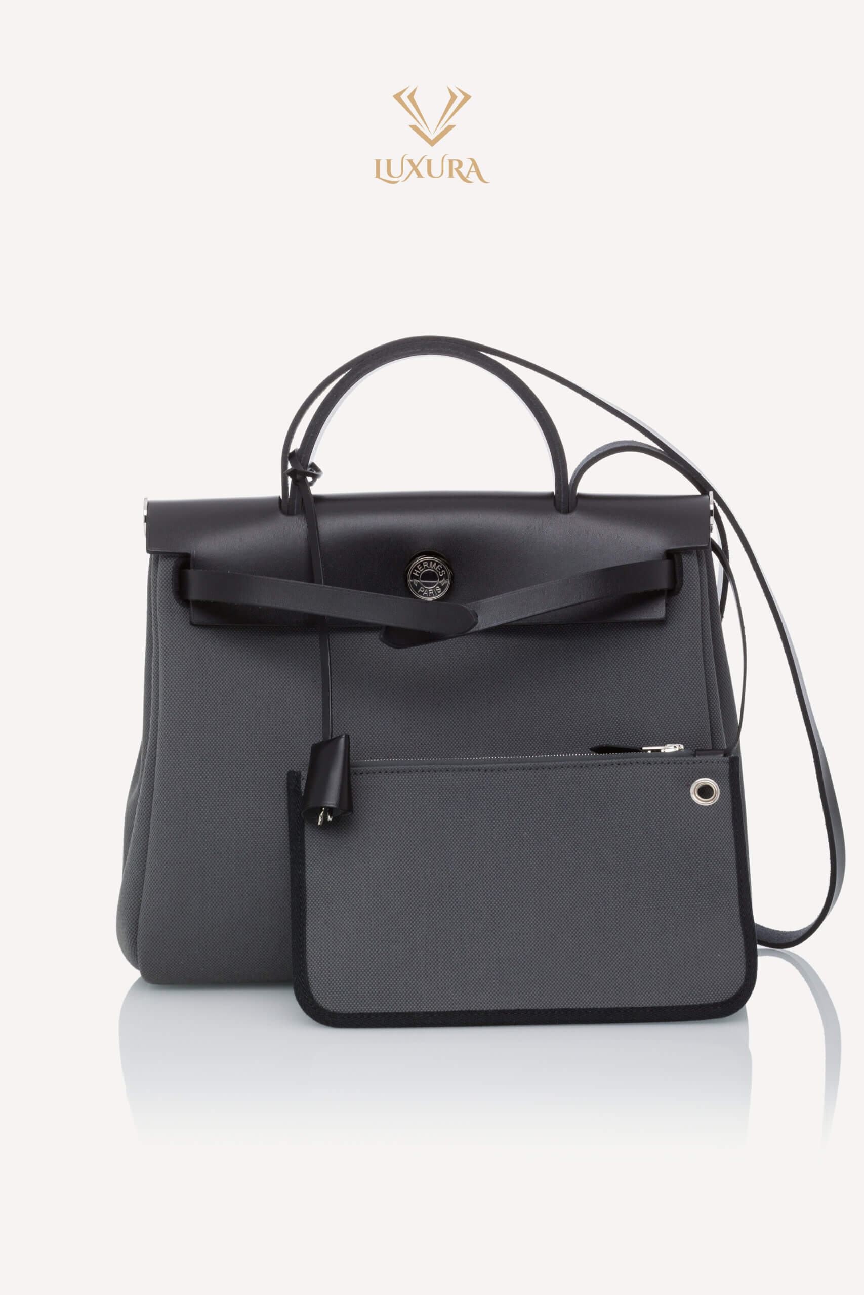 Genti | HERMES Herbag Zip 31 Laque Bag Ardoise Noir Noir