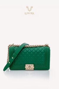 Genti | CHANEL Boy Medium Flap Bag Lambskin Green