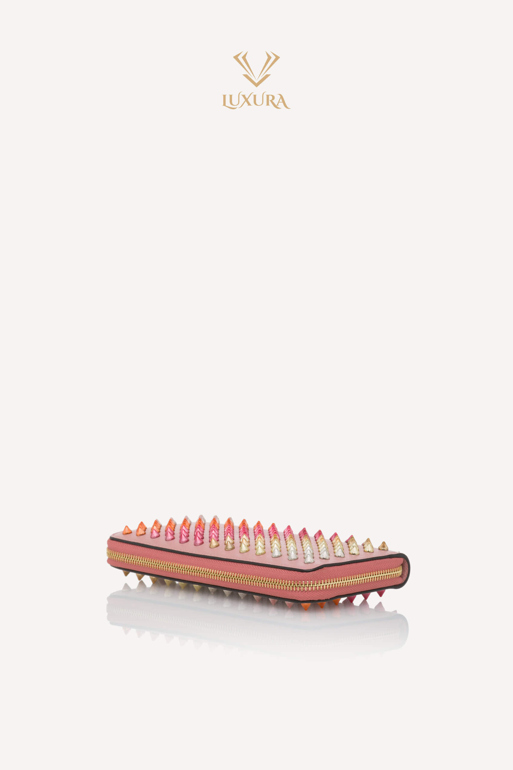 <span style="font-size: 10px; color: rgb(101, 101, 101);letter-spacing: .15em;">BEST DEAL</span><br><strong> CHRISTIAN LOUBOUTIN </strong><br><div style="margin-top:10px; font-size:16px;">Panettone Wallet Zip Around Studs Pink Leather</div><br> - Image 20