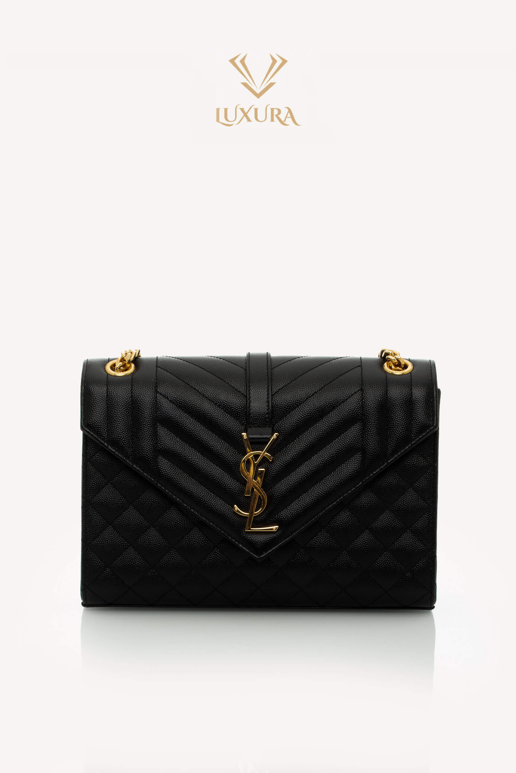 <span style="font-size: 10px; color: rgb(101, 101, 101);letter-spacing: .15em;">HARD TO FIND</span><br><strong> SAINT LAURENT </strong><br><div style="margin-top:10px; font-size:16px;">Envelope Medium in Quilted Grain de Poudre Embossed Leather Black</div><br> - Image 5