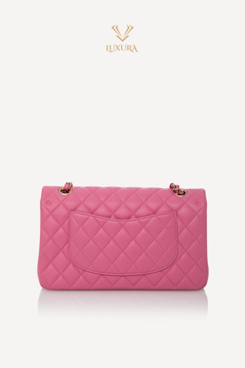 <span style="font-size: 10px; color: rgb(101, 101, 101);letter-spacing: .15em;">HARD TO FIND</span><br><strong> CHANEL </strong><br><div style="margin-top:10px;font-size:16px;">Classic Medium Double Flap Bag in Pink Caviar Calfskin with Gold Tone Hardware</div><br> - Image 6