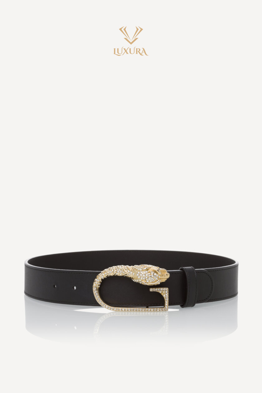 <span style="font-size: 10px; color: rgb(101, 101, 101);letter-spacing: .15em;">HARD TO FIND</span><br><strong> GUCCI </strong><br><div style="margin-top:10px; font-size:16px;">Moon Calfskin Crystal Tiger Head G Buckle 35mm Belt 70 Black</div><br>