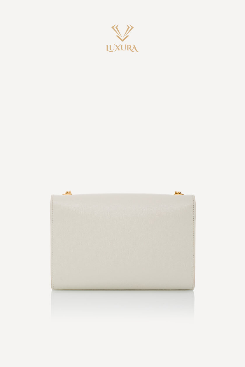 Genti | SAINT LAURENT Grain De Poudre Small Classic Monogram Kate Tassel Satchel Vintage White