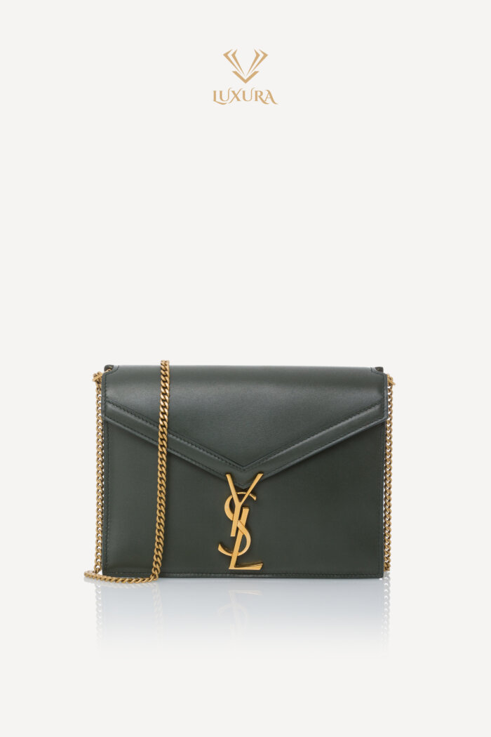 Genti | SAINT LAURENT Smooth Calfskin Monogram Cassandra Clasp Bag Dark Green
