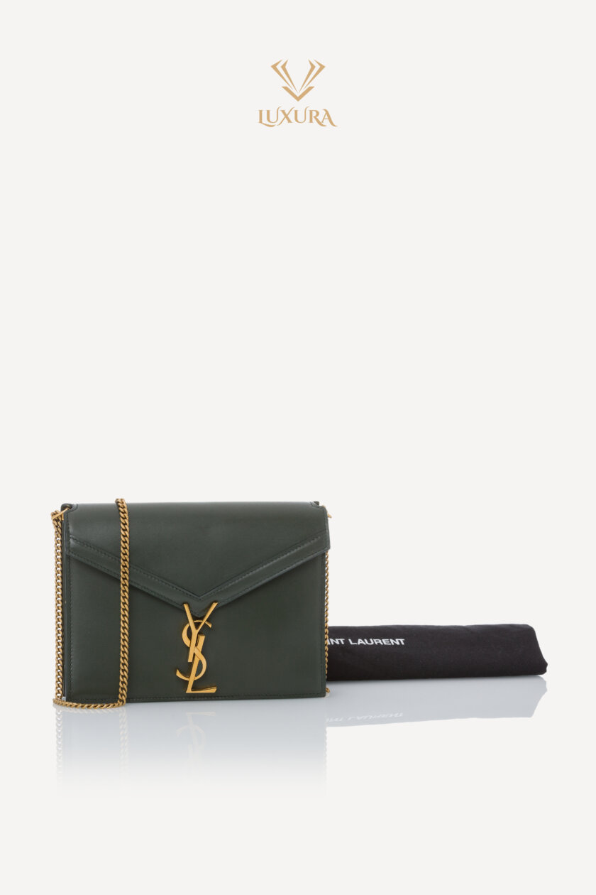 Genti | SAINT LAURENT Smooth Calfskin Monogram Cassandra Clasp Bag Dark Green
