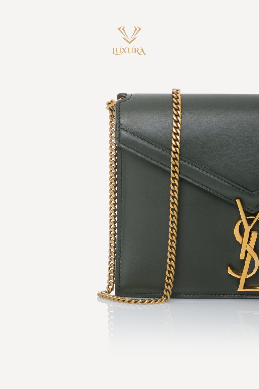 Genti | SAINT LAURENT Smooth Calfskin Monogram Cassandra Clasp Bag Dark Green
