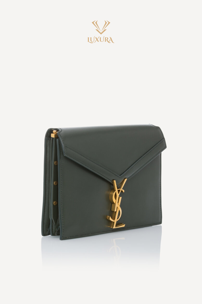 Genti | SAINT LAURENT Smooth Calfskin Monogram Cassandra Clasp Bag Dark Green