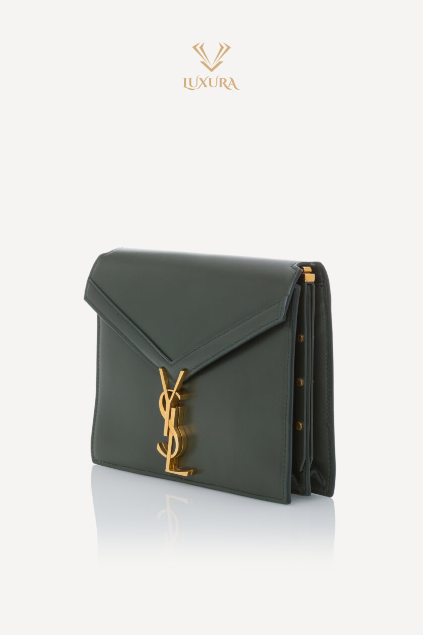 Genti | SAINT LAURENT Smooth Calfskin Monogram Cassandra Clasp Bag Dark Green