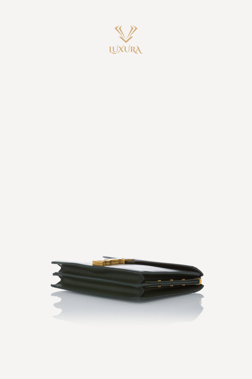 Genti | SAINT LAURENT Smooth Calfskin Monogram Cassandra Clasp Bag Dark Green