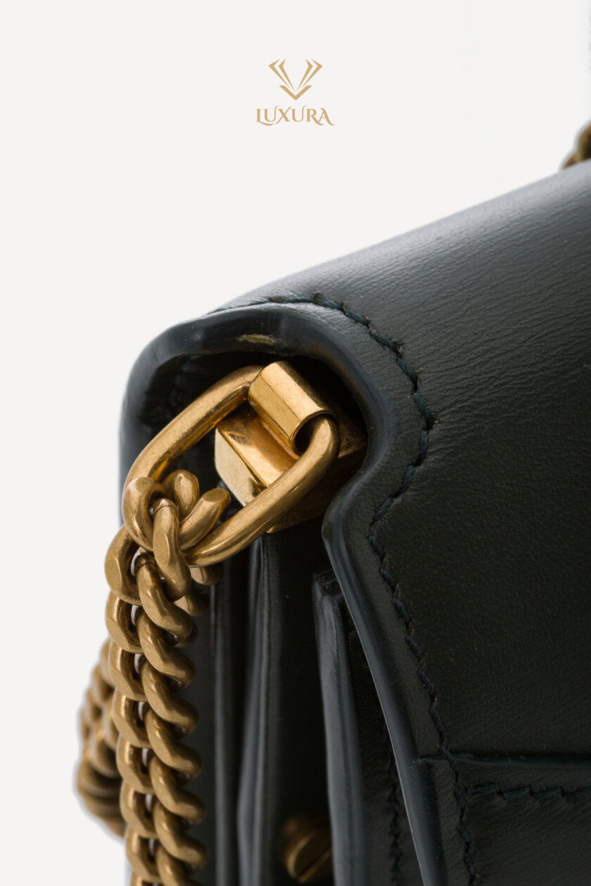 Genti | SAINT LAURENT Smooth Calfskin Monogram Cassandra Clasp Bag Dark Green