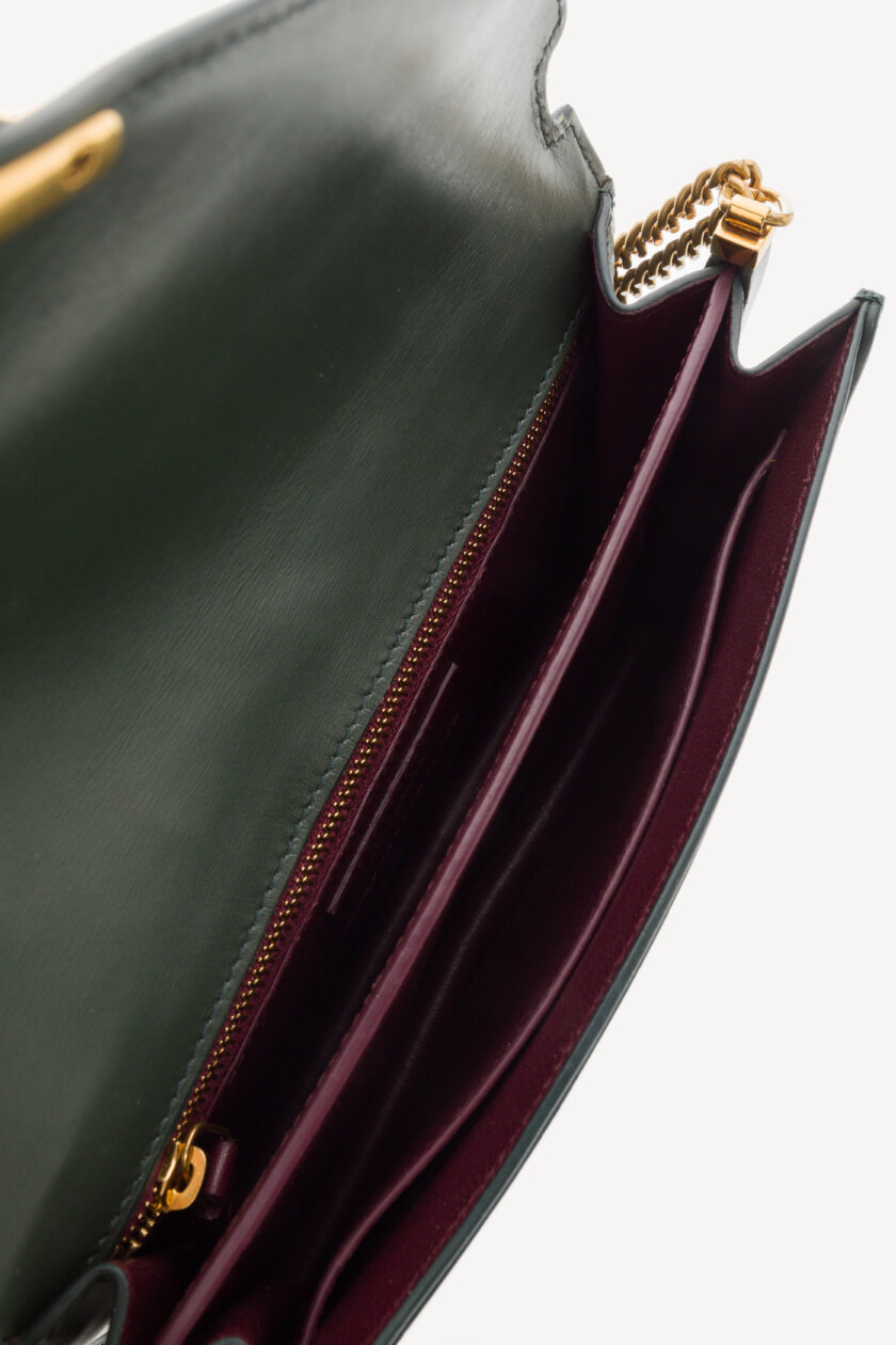 Genti | SAINT LAURENT Smooth Calfskin Monogram Cassandra Clasp Bag Dark Green