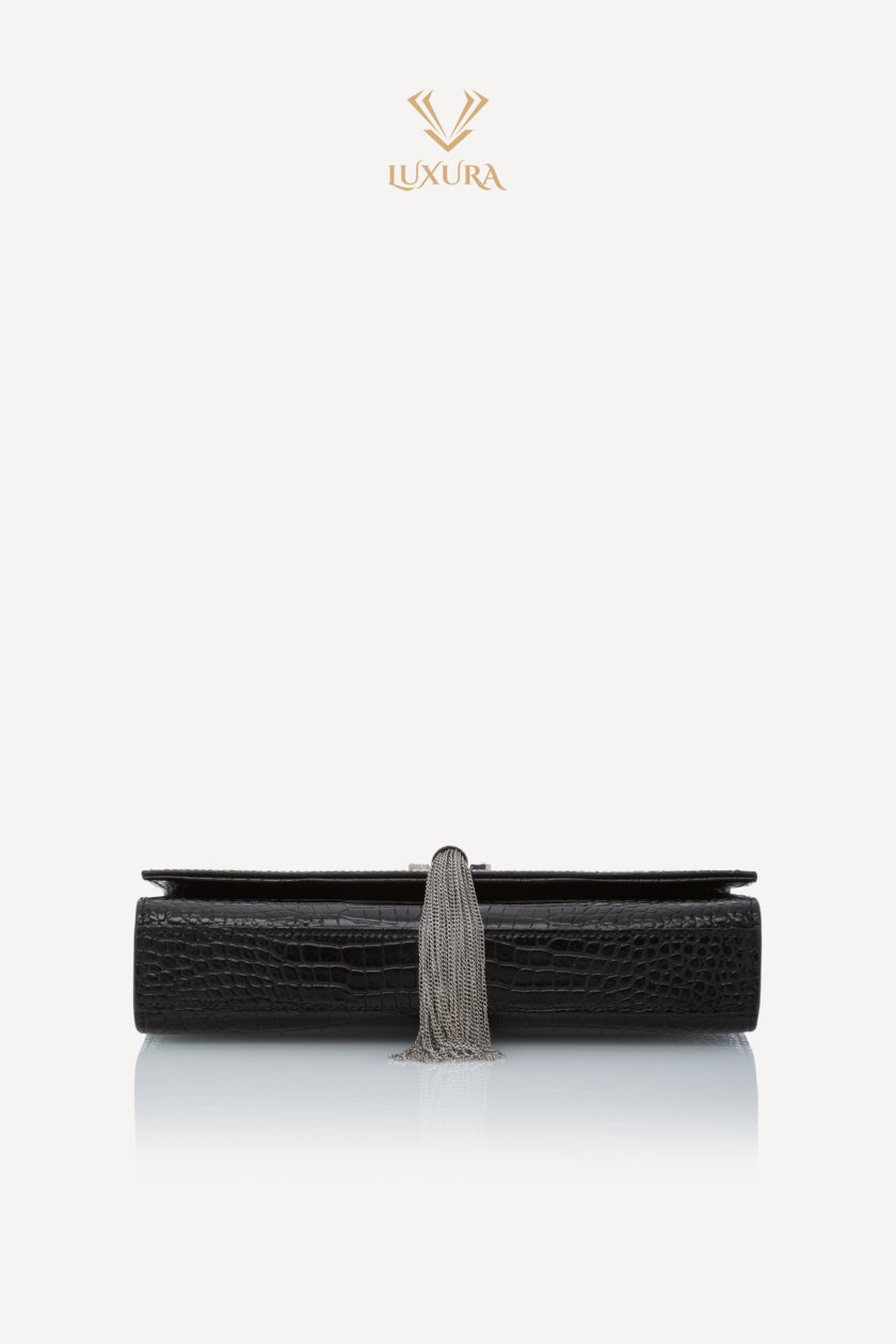<span style="font-size: 10px; color: rgb(101, 101, 101);letter-spacing: .15em;">BEST DEAL</span><br><strong> SAINT LAURENT </strong><br><div style="margin-top:10px; font-size:16px;">Crocodile Embossed Medium Classic Monogram Kate Tassel Satchel Black</div><br> - Image 21