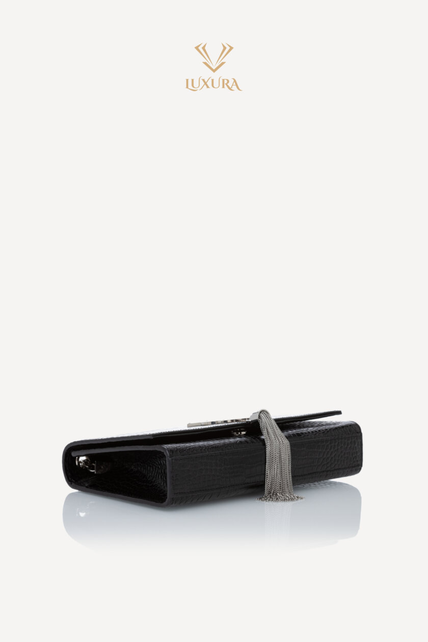 <span style="font-size: 10px; color: rgb(101, 101, 101);letter-spacing: .15em;">BEST DEAL</span><br><strong> SAINT LAURENT </strong><br><div style="margin-top:10px; font-size:16px;">Crocodile Embossed Medium Classic Monogram Kate Tassel Satchel Black</div><br> - Image 20