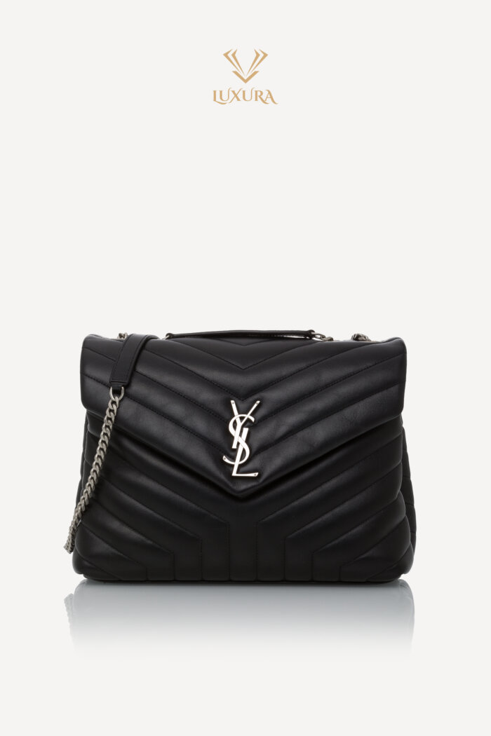 <span style="font-size: 10px; color: rgb(101, 101, 101);letter-spacing: .15em;">BEST DEAL</span><br><strong> SAINT LAURENT </strong><br><div style="margin-top:10px; font-size:16px;"> Calfskin Y Quilted Monogram Medium Loulou Chain Satchel Black </div><br>