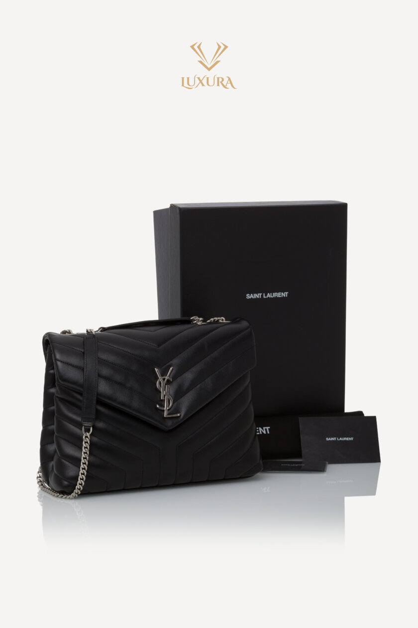 <span style="font-size: 10px; color: rgb(101, 101, 101);letter-spacing: .15em;">BEST DEAL</span><br><strong> SAINT LAURENT </strong><br><div style="margin-top:10px; font-size:16px;"> Calfskin Y Quilted Monogram Medium Loulou Chain Satchel Black </div><br> - Image 2